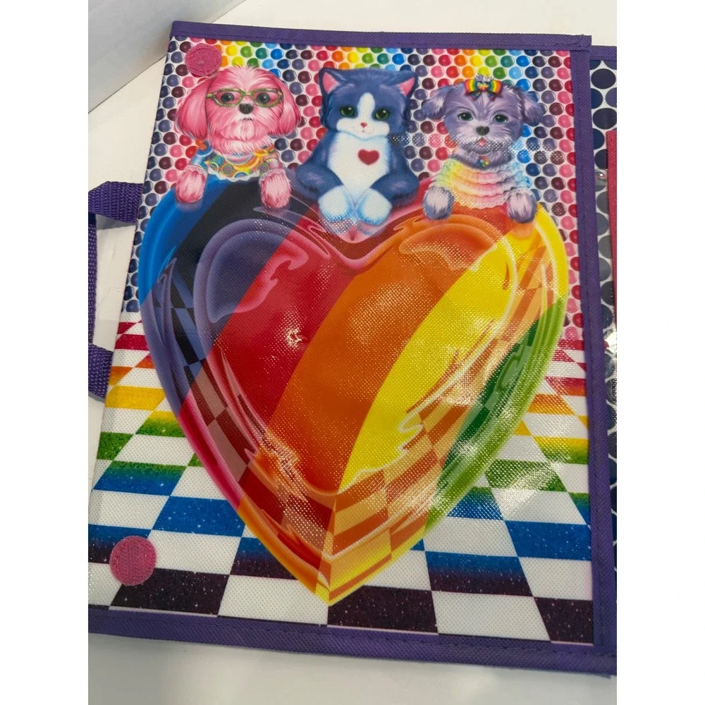 Lisa Frank Tikaani Husky Trifold Portfolio Organizer Bag Rainbow Polka Dot SK045